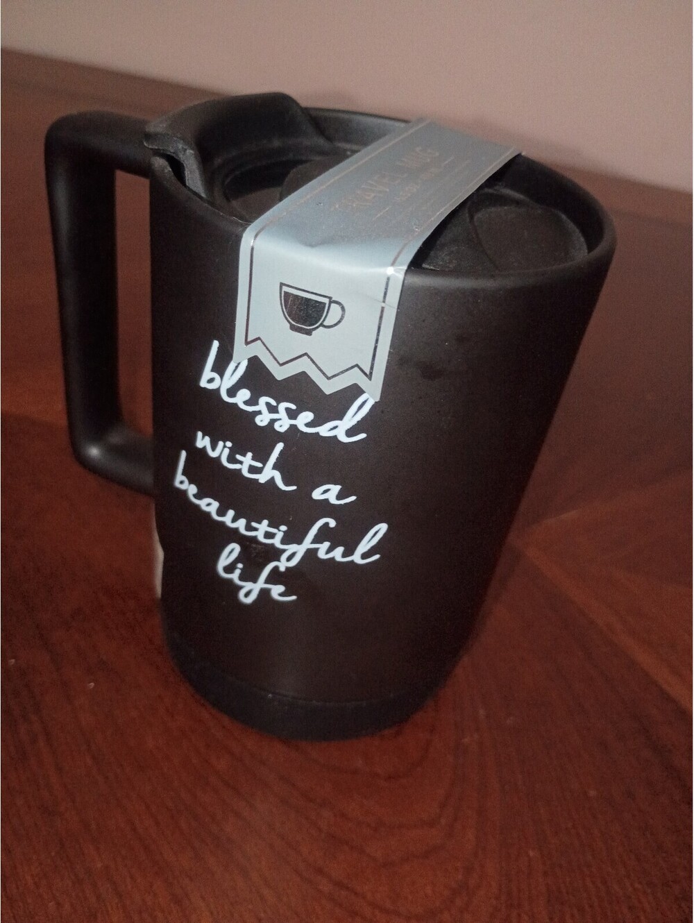 Black Travel Mug with Lid - 15.5 oz / 458 ml